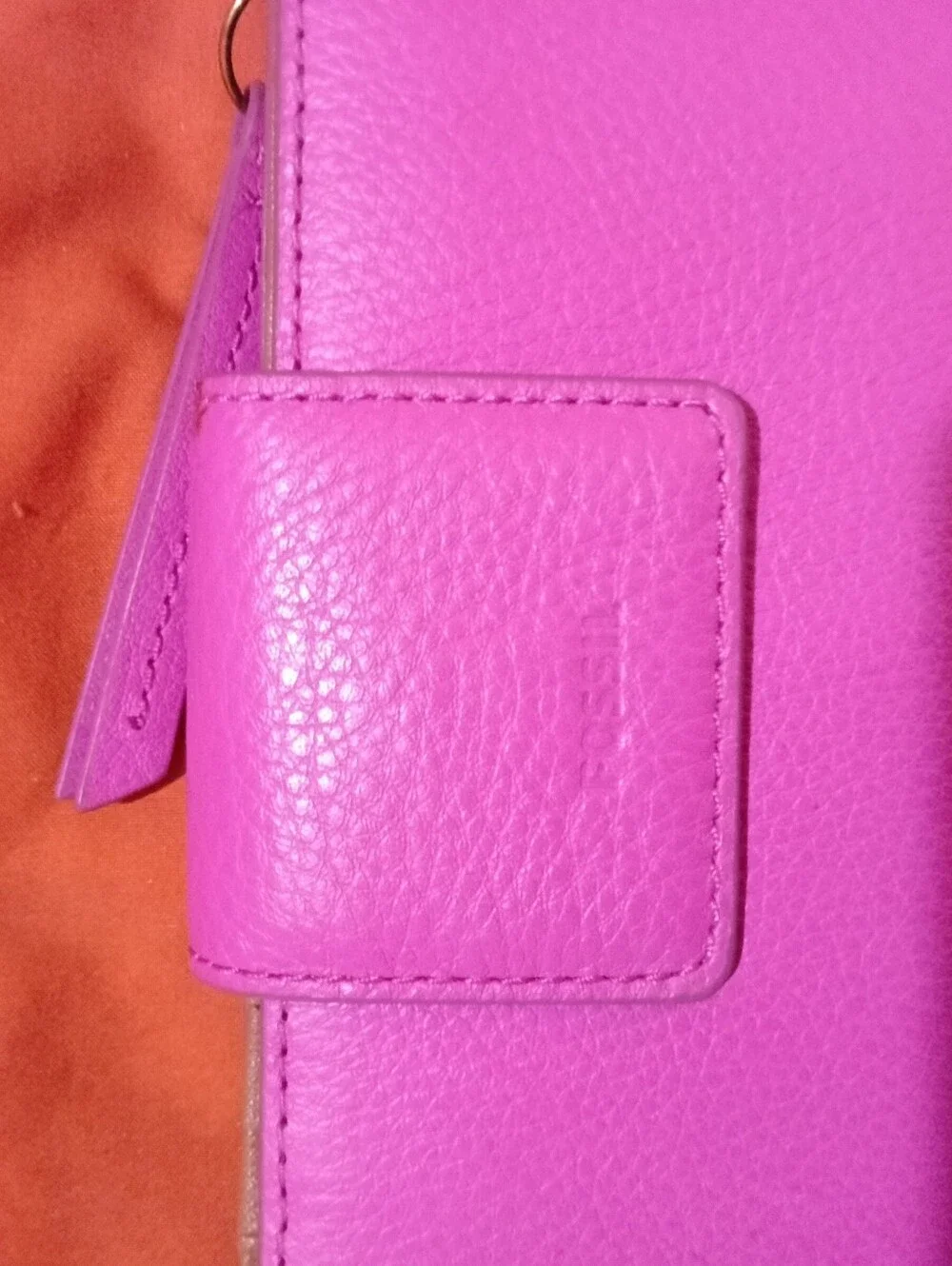 Fossil Emma RFID Bright Pink Leather Clutch Wallet Wristlet